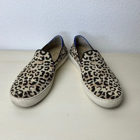 Rothy's City Slip On Sneakers Women's 8.5 Leopard‎ Print Washable Knit Shoes - Picture 4 of 8